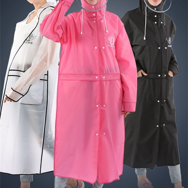 Long imperméable hommes femmes vêtements de pluie manteau de pluie sacs à dos de voyage Camp chubasqueros imperméables grande visière 201015