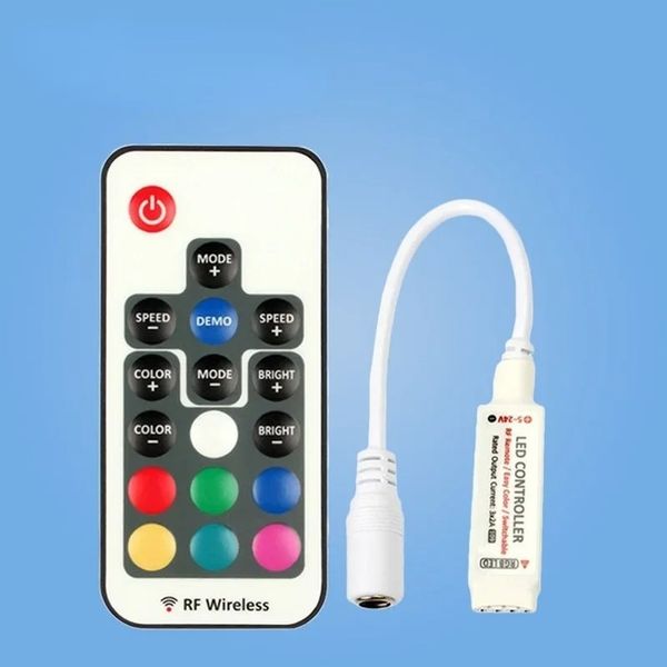 Controlador remoto inalámbrico 17key RF de largo alcance para luces de tira LED 5050 RGB con conector de CC de 4 pines DISFRUTA