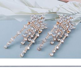 Longo retro strass brincos para mulheres de alta qualidade declaração luxo cristal gota balançar brinco metal za jóias presente
