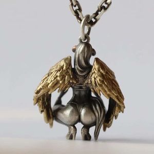 Long Rui's New Devil Angel Collier avec pendentif de tempérament tendance pour homme et femme, chaîne de pull comme cadeau pour petit ami et amoureux