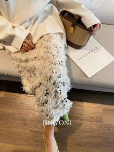 Lang pailletten geplooide rok lente vrouw kleding y2k Koreaanse mode gotische stijl vintage elegante hoge taille lolita tuLle 240506