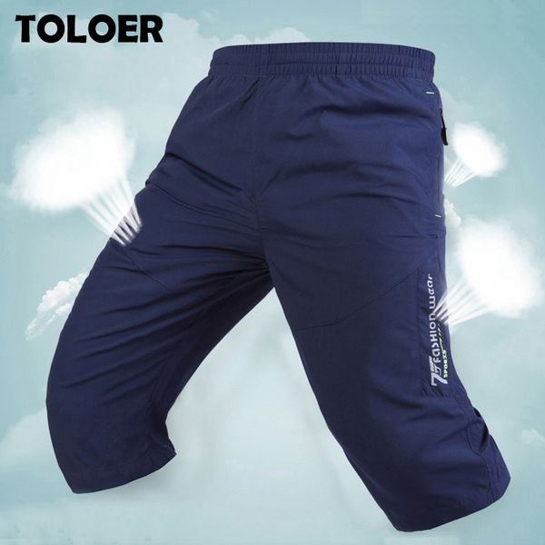 Shorts longs Hommes Board Poches à glissière à séchage rapide Elastane Bermuda Mâle Mince Léger Stretch Capri Élastique Hommes Shorts Été Y200403