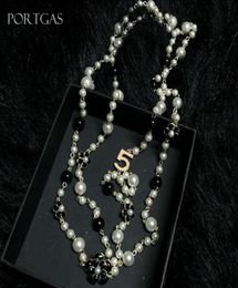 Collier Long de perles simulées pour femmes, No5, Double couche, collier long, camelia, maxi, collier de fête, 8509015