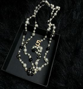 Colliers longs en perles simulées pour femmes, No5, Double couche, collier long, camelia, maxi, collier de fête, 4827531