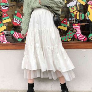 Lange rokken voor Dames Harajuku Koreaanse stijl Wit Zwart Maxi Tieners Hoge Taille School 12819 210521