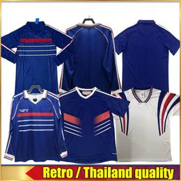 Manches longues 1984 1998 Henry Zidane Soccer Jerseys Coupe du monde Retro Guivarch Football Jersey Djorkaeff Trezaguet Deschamps Maillot de Foot Uniforms Top Thai Quality