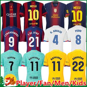 23 24 Lewandowski Messis Soccer Jersey Pedri Gavi Camiseta de Futbol 2024 Gundogan Raphinha 12/13 15/16 Barca Football Shirt Kit Kids Killot de Foot Barcelonas