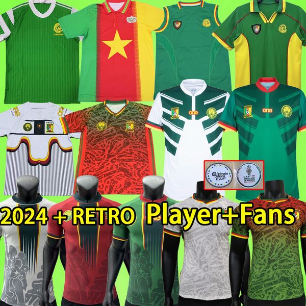 2024 Cameroun Soccer Jerseys 2023 ANGUISSA ABOUBAKAR BASSOGOG version joueur cameroun rétro 2002 gilet maillots de football T 1990 1994 1998 sans manches MBOMA 90 94 98 23 24