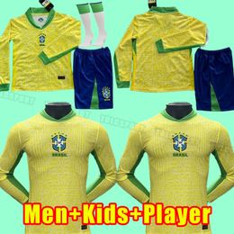 Men+Kids Long Sleeve 2024 2025 Braziliës voetbalshirts Marcelo Pele Paqueta Neres Coutinho Firmino Jesus Vini Jr 24 25 Brasils voetbalhirt fans spelersversie