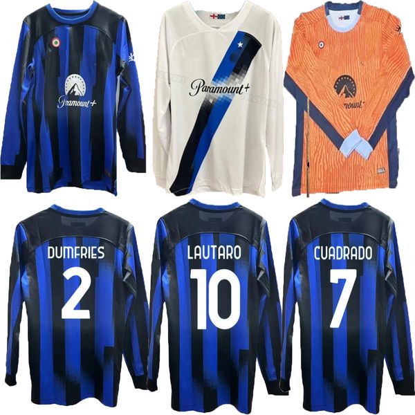 Manga larga 2023 2024 LAUTARO camisetas de fútbol hogar lejos 3º DZEKO INTERS BARELLA J. CORREA 23 24 camiseta de fútbol CALHANOGLU MILANS GAGLIARDINI hombres conjuntos uniforme