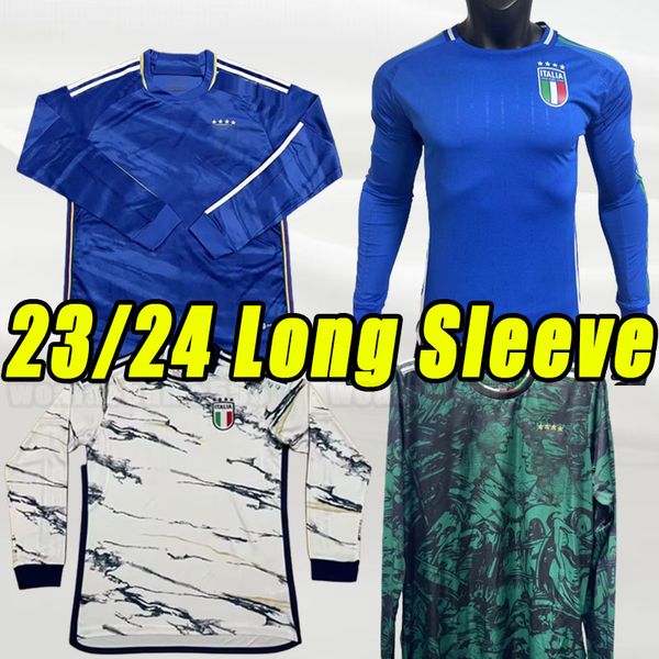 Camisetas de fútbol de Italia 2023 de manga larga 23 24 Maglie da calcio VERRATTI CHIESA GNONTO Camiseta de fútbol T LORENZO PINAMONTI POLITANO GRIFO HOME AWAY Fans Player