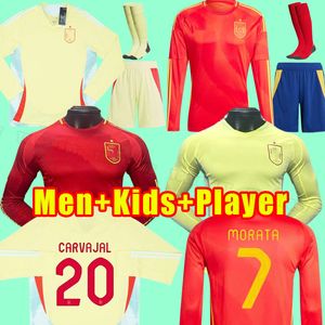 Manches longues 2024 Jerseys de football espagnol Espana Ansu Fati Asensio Morata Ferran Koke Gavi Azpilicueta C.Soler 24 25 Ramos Football Shirts Men Fans Player Full Kits