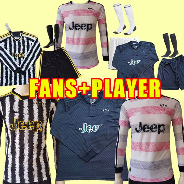 Manches longues 23 24 Maillots de football POGBA DI MARIA VLAHOVIC CHIESA LOCATELLI MORATA DE LIGT KEAN Maglia da calcio 2023 2024 Chemises de football JuVeNtus FANS PLAYER VERSION