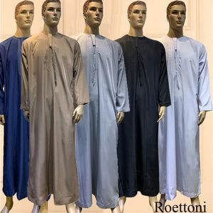 Manga larga Aman Abaya 1 pieza jubba thobe para hombres kaftan pakistán musulmán saudita arabia djellaba islam ropa bata de oración afgana 240328