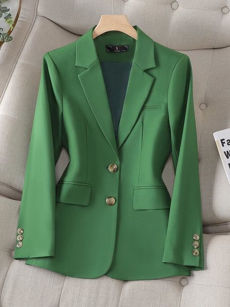 Manches longues automne hiver femmes Blazer veste dames noir kaki rouge vert simple boutonnage femme affaires vêtements de travail manteau formel 240201