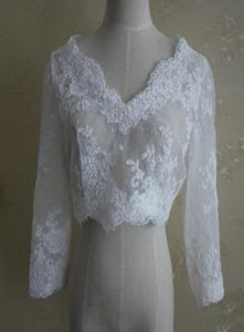 Vestes de mariée à manches longues, manteau en dentelle Wrpas bon marché, vestes ivoire, col en V, boléro, robe de mariée sur mesure, Made4690376