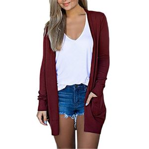 Cardigan à manches longues femmes trenchs manteaux couleur unie grande taille col rond mode tendance designer nouveau printemps femme avec poche vêtements d'extérieur