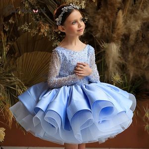 Girl à manches longues robes de Noël fantaisie fête de bal pour enfants fille fille de mariage fille fleuris fille robe princesse pageant robe formelle bal petite fille bébé robe d'anniversaire