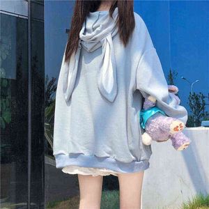 Sweatshirts met lange mouwen Sweatshirts Lente Herfst Losse Fit Kawaii Hoodie Casual Plus Size Modieuze Dameskleding 211108