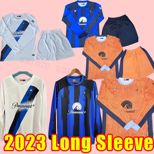 Camisetas de fútbol Inter LUKAKU de manga larga 23 24 BARELLA VIDAL LAUTARO ERIKSEN ALEXIS DZEKO CORREA UNIFORMES camisetas de fútbol 2023 2024 Milán hogar lejos Kit completo