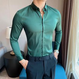 Manches longues hommes chemises habillées Simple tout Match affaires vêtements de cérémonie coupe ajustée décontracté bureau Blouse Homme grande taille 5XL-M 240125