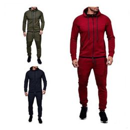 Manches longues pulls à capuche pour hommes mince fermeture éclair à capuche Cardigan sweats mode masculine nouvelle couleur unie sweat à capuche sweat décontracté vêtements