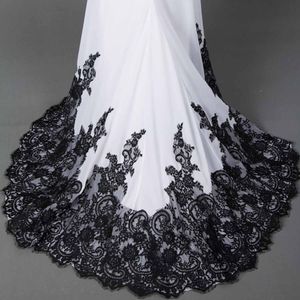 Robe de soirée sirène à manches longues, avec des Appliques en dentelle noire, avec traîne, robe de soirée formelle pour femmes, robe de bal, 190v