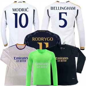 Fans de joueurs à manches longues Arda Guler Soccer Jerseys Bellingham Real Madrids 21 2023 2024 Vaerde Alaba Vini Jr Camavinga Tchouameni Kroos Modric Fooball Full