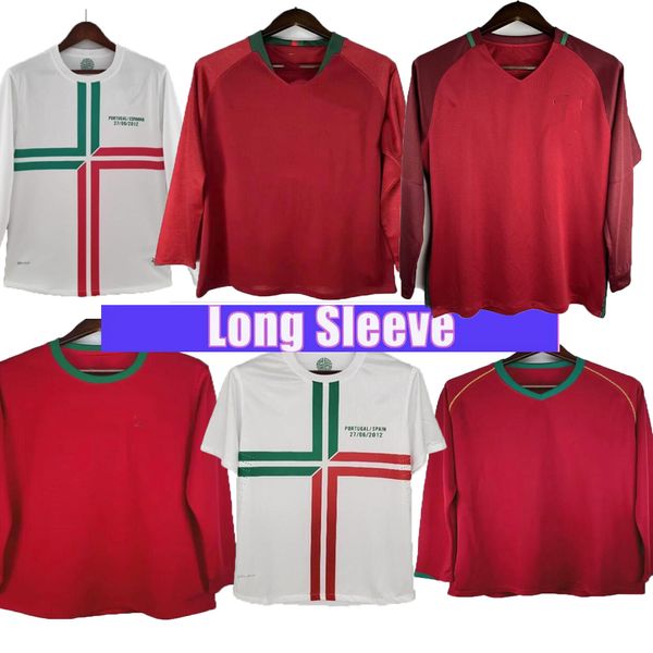 Manga larga Portugal Camisetas de fútbol retro Rui Costa Figo Ronaldo Nani CARVALHO Camisetas de fútbol clásico vintage Portugal Uniformes 16 2006 2012 06 12