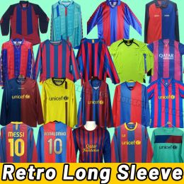 Maillots de football rétro à manches longues Barca XAVI RONALDINHO RONALDO GUARDIOLA Iniesta Finals Chemises de football classiques 03 04 05 06 07 08