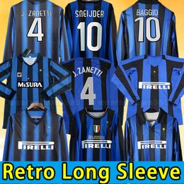 Retro voetbalshirts met lange mouwen Inter FIGO SNEIJDER MILITO S IBRAHIMOUIC Vintage voetbalshirt RONALDO 09 10 11 98 99 2009 2010 2011 1998