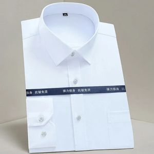 Shirt met lange mouwen Heren Stijl Stretch Mode Effen Effen Zwart Wit Button Down Smart Casual Jurk 240321