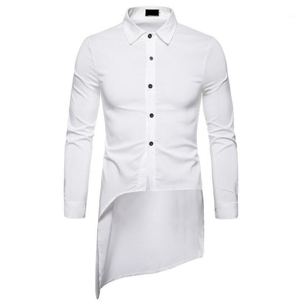 Camisas de vestir para hombres Manga larga Hombres sólidos Swallow Tailed Design Man Shirt Modi Camisas Blusa Masculina Classic Roupas1