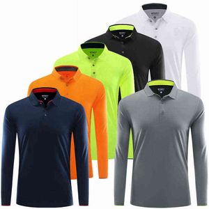 Polo de sport à manches longues Hommes Fitness T-shirt Gym Tshirt Sportswear Dry Fit Running Tennis à séchage rapide Chemise de golf Workout Top L220704