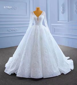 Elegante trouwjurk lange mouw witte tule kalkoen bruids baljurk sm67364