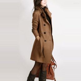 Long Sleeve Winter Wool Coat Women Europe Style Plus Size Casaco Feminino Ladies Autumn Slim Woolen Coats Z5405 Phyl22