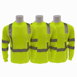 Manches longues avec réflecteur Visibilité Fluorescent Construction t-shirt de sécurité t-shirt réfléchissant chemises de travail haute visibilité