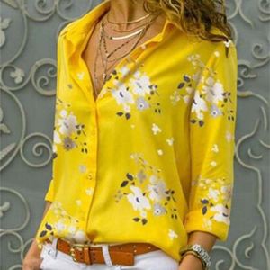 Long Sleeve Women Blouses Plus Size Turn-down Collar Blouse Shirt Casual Tops Elegant Work Wear Chiffon Shirts 5XL 220708
