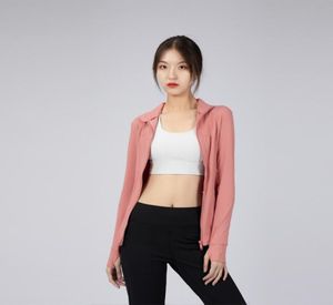 Veste à fermeture éclair manches longues séchage rapide vêtements de Yoga à manches longues trou de pouce formation en cours d'exécution hauts femmes mince Fitness manteau sport ou9274523