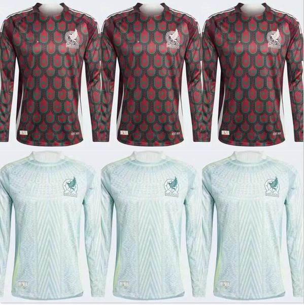 À manches longues 2024 2025 MEXICO SOCCER MAISEY Home Away 24 25 Raul Chicharito Lozano Dos Santos Men Set Football Shirt Uniforms