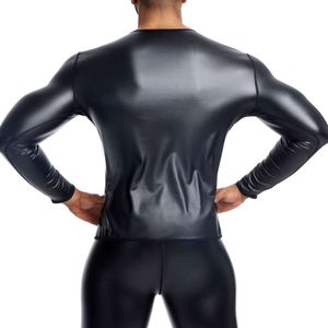 Leren heren S-shirts met lange mouwen Slanke lumbale training Strak korset Abdominaal ondergoed Sexy