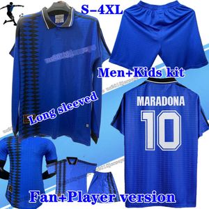 Manches longues Maradona 1994 Rétro Argentine Soccer Jersey Hommes Kit Enfants Classique Vintage Football Shirt Messis RIQUELME CRESPO TEVEZ ORTEGA BATISTUTA