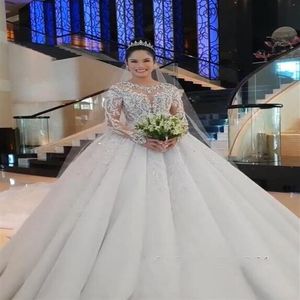 Lange Mouwen 2019 Kristallen Trouwjurken Applicaties Prinses Bruidsjurken Grote Maten Bruidsjurken Arabic231q
