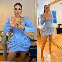 Lange mouwen blauw homecoming jurken dames casual outfit cocktail prom jassen effen blazer pak club outfits jumpsuit afstuderen tweede receptie jurk