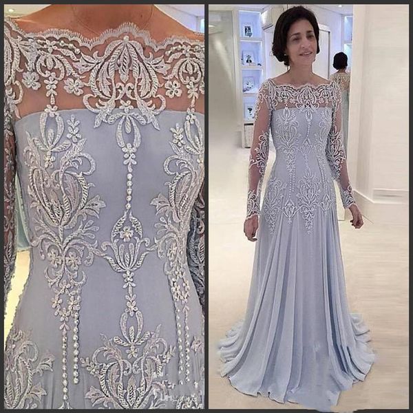 Manches longues Formelle Mère De La Mariée Robes Hors Épaule Appliques Dentelle Perles Robe Robes De Soirée Plus La Taille Customized206Z