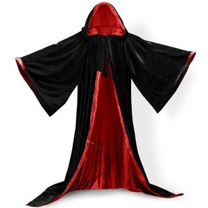 Cape à capuche en velours à manches longues adulte enfant Cape de vampire à capuche en velours noir fête d'halloween grande taille 6XL Cosplay177o