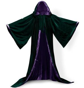 Lange mouwen fluwelen kapmantel Cuscosplay WomenHeren mantel fluwelen kap cosplay kostuum kerst fancy dress hooides cape3687880