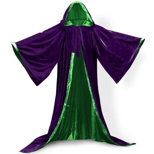 Manches longues velours à capuche Cape de mariage Cape de mariage Wicca médiéval Halloween Vampire velours Cosplay Cape à capuche femmes hommes3056633