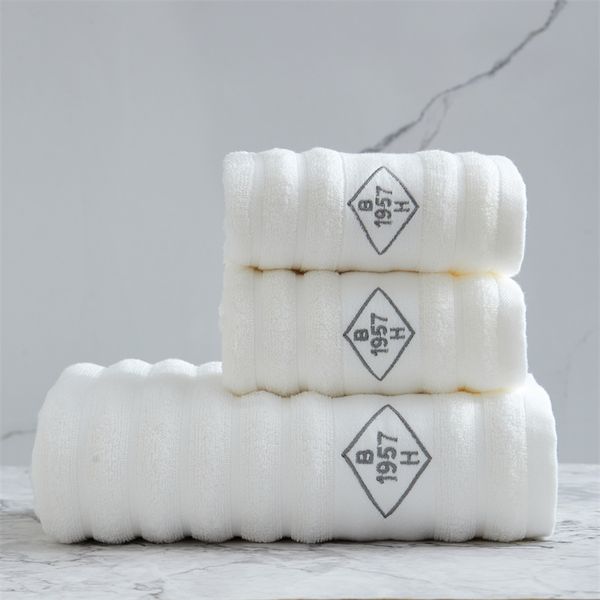 Ensemble de serviettes en coton à longues fibres Serviette de bain de qualité A Serviette de visage Broderie haut de gamme Serviette de salle de bain pour hôtel