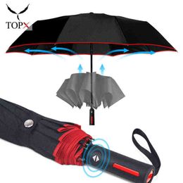Paraguas automático de acero largo Lluvia Mujeres 3 Calzoncillos de viento plegables Lujo Grande para hombres Recubrimiento 10K Parasol J220722
